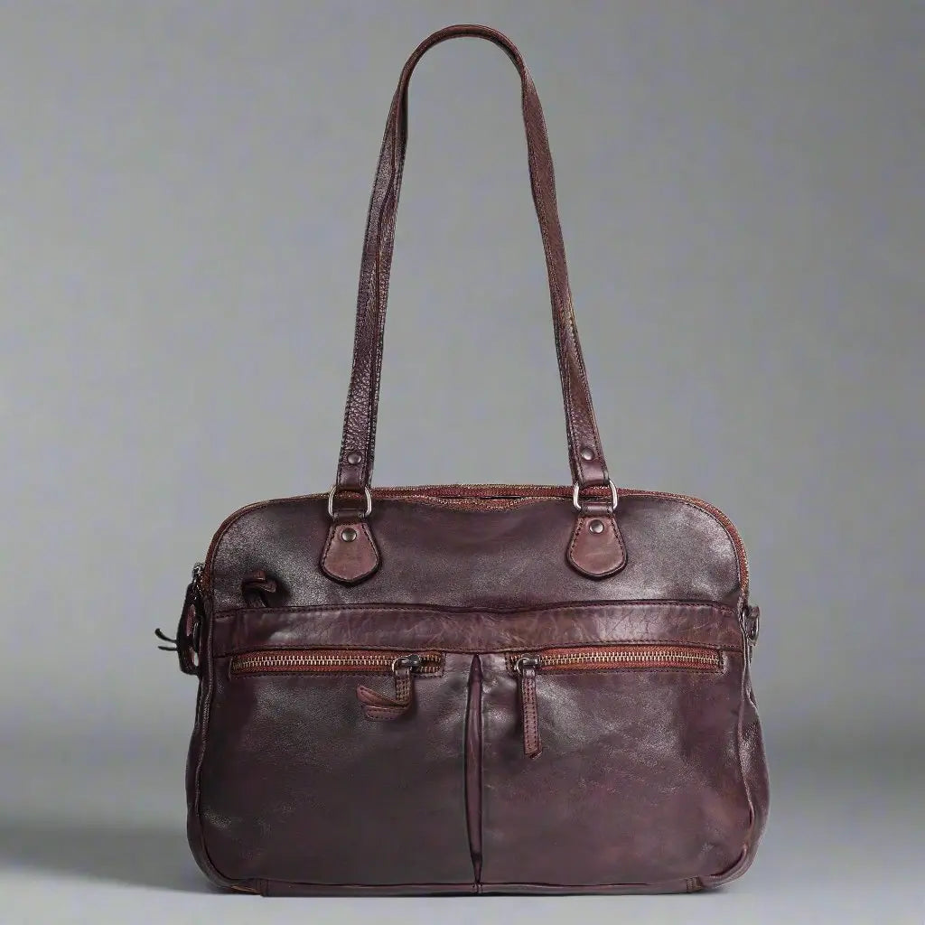 Sac à main en cuir MET avec deux poignées et poches zippées sur le devant