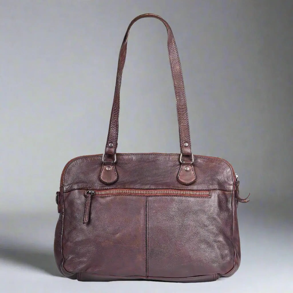 Sac à main en cuir MET avec deux poignées et poches zippées sur le devant