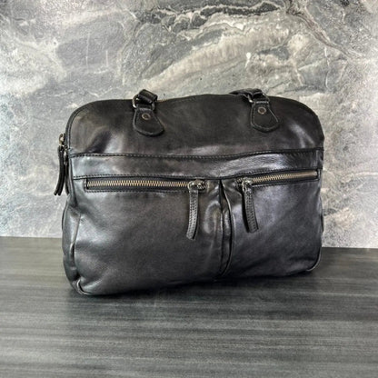 Sac à main en cuir MET avec deux poignées et poches zippées sur le devant