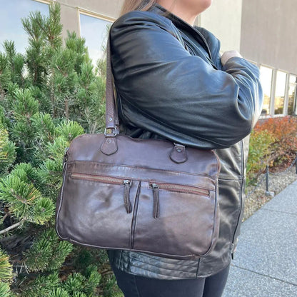 Sac à main en cuir MET avec deux poignées et poches zippées sur le devant