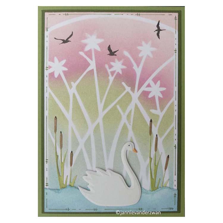 Nellie's Choice Pochoir A6 Cadre Fleurs Techniques Mixtes