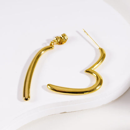 MOMOKA : Boucles d'oreilles créoles détachables en forme de cœur abstrait