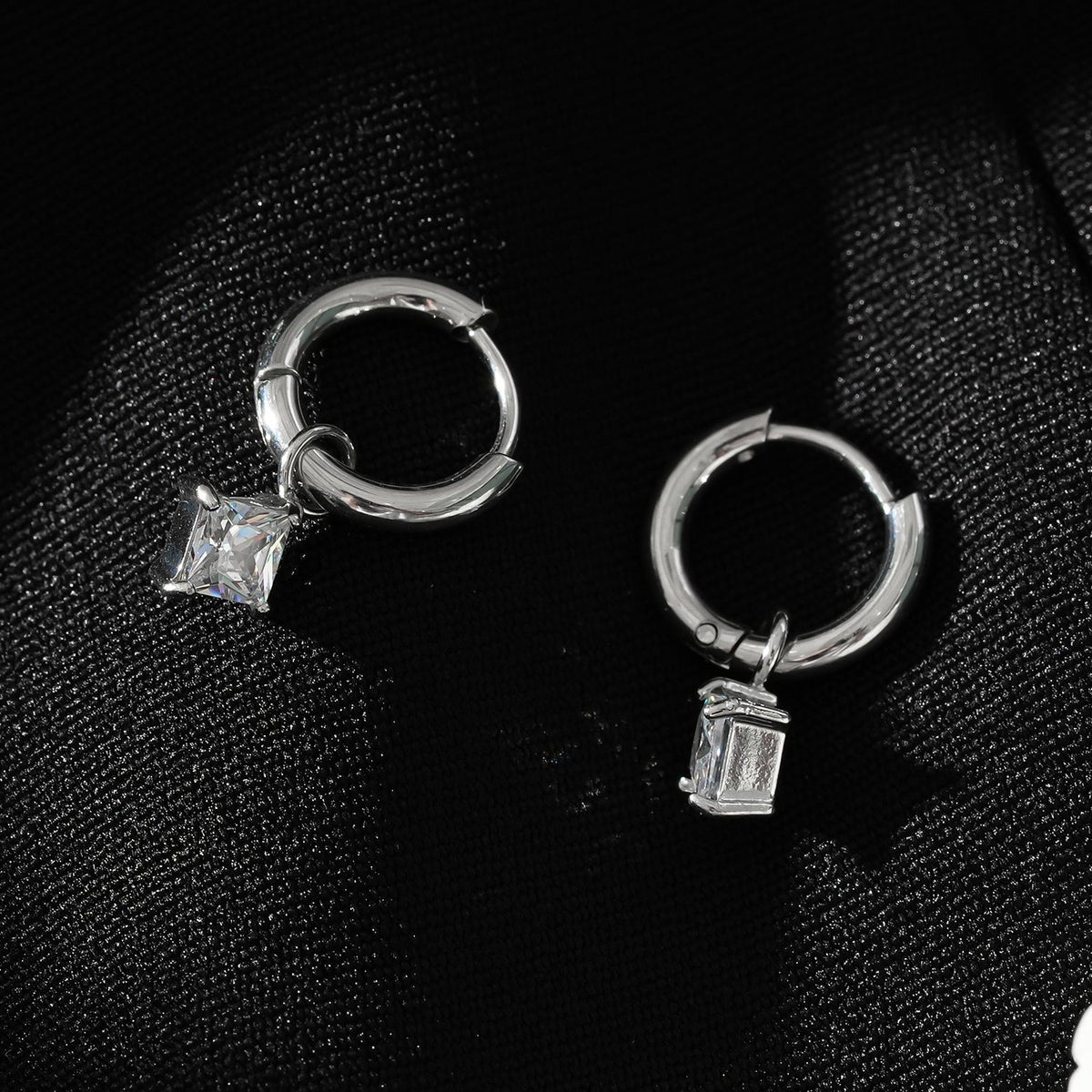 MORANDI White Gold (Silver Toned): Vintage Inspired Hoops with Removable Moissanite Charms