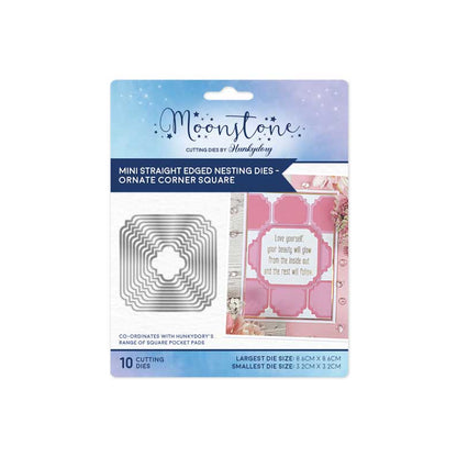 Dies Lunesco - Mini Matrices Imbriquées à Bords Droits - Carré à Coins Ornés
