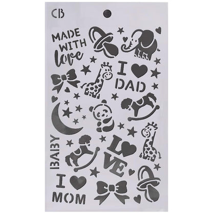 Pochoir Magasin de jouets 12,7 x 20,3 cm – Lot de trois couches (3 motifs uniques)