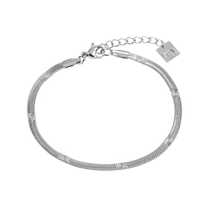 MUKER : Bracelet Chaîne Argent Texturé Peau de Serpent Gaufré Étoile