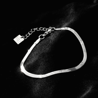 MUKER : Bracelet Chaîne Argent Texturé Peau de Serpent Gaufré Étoile