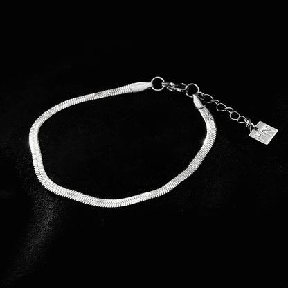 MUKER : Bracelet Chaîne Argent Texturé Peau de Serpent Gaufré Étoile