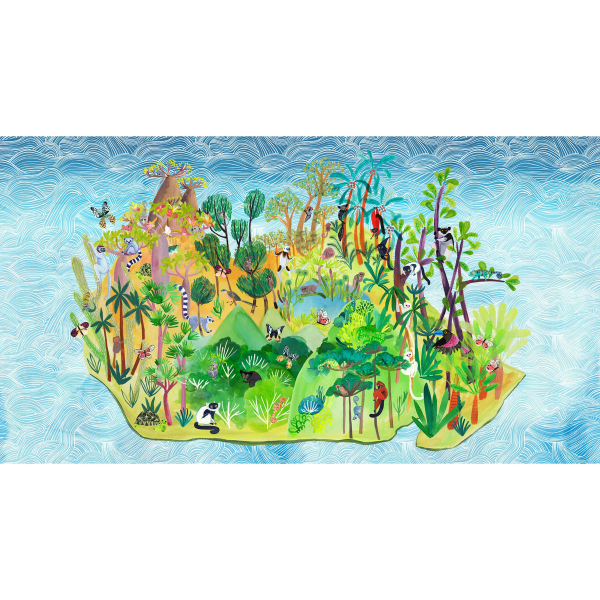 Madagascar Adventure- Wildlife Map- Panel