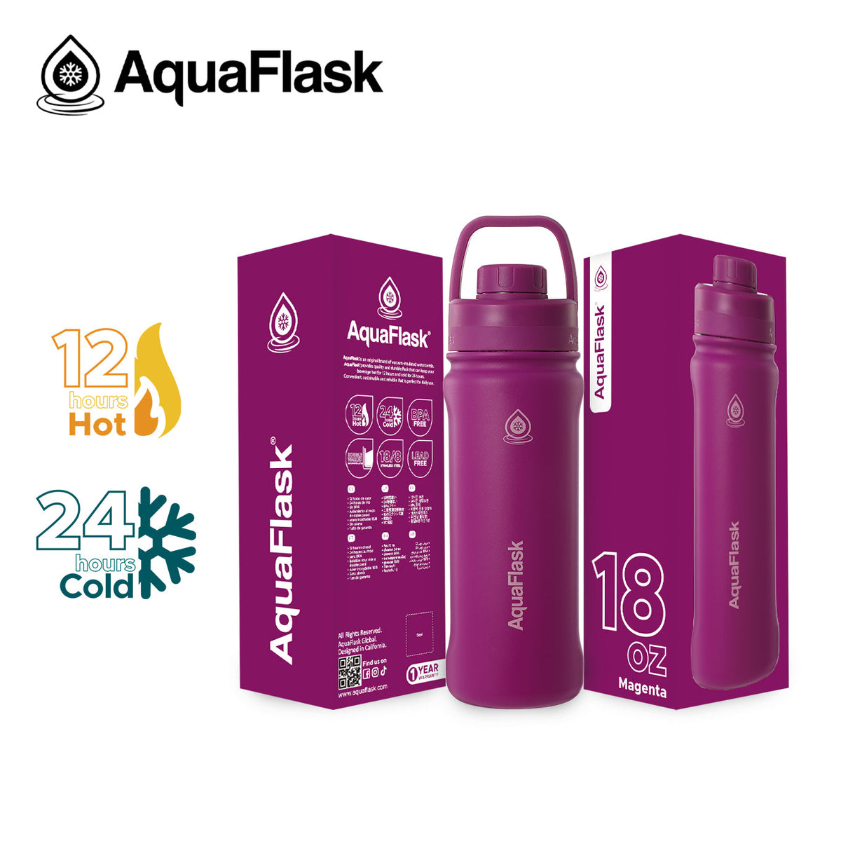 Bouteilles d'eau isothermes sous vide AquaFlask Original 530ml (18oz)