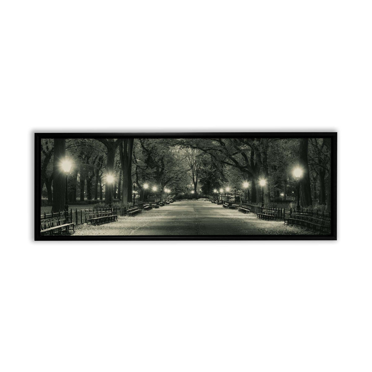 The Mall in Central Park Canvas Wall Art | Black and White NYC | 72 × 24 inches
