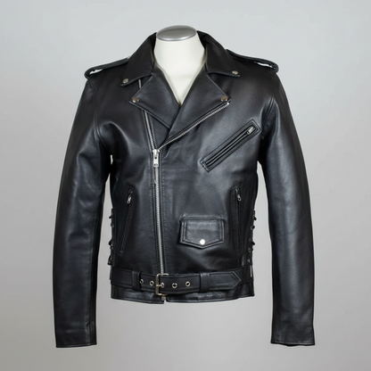 Men's Tall Classic Side Lace Leather Motorcycle Jacket