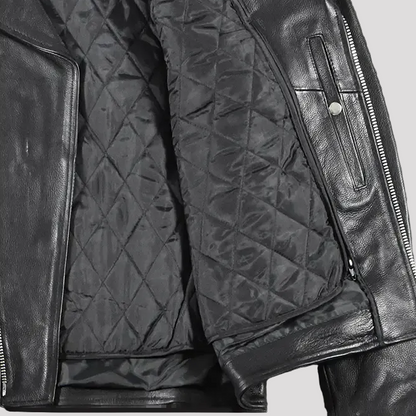 Men's Tall Classic Side Lace Leather Motorcycle Jacket