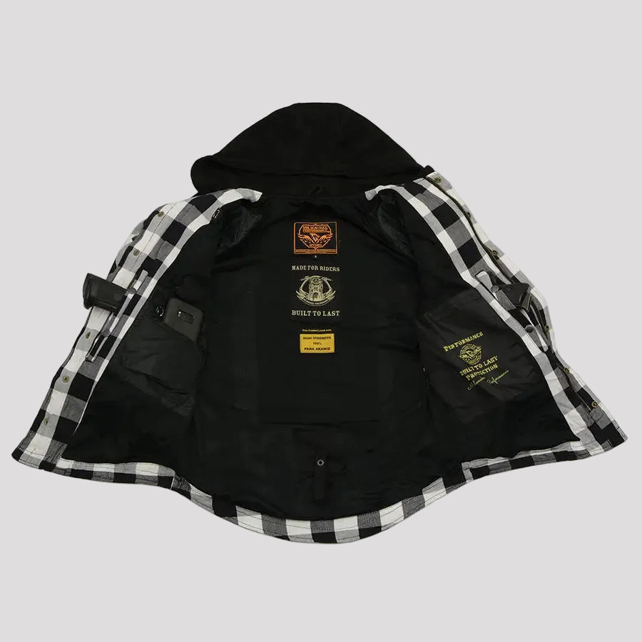 Veste-chemise blindée à carreaux en flanelle pour homme Milwaukee Leather