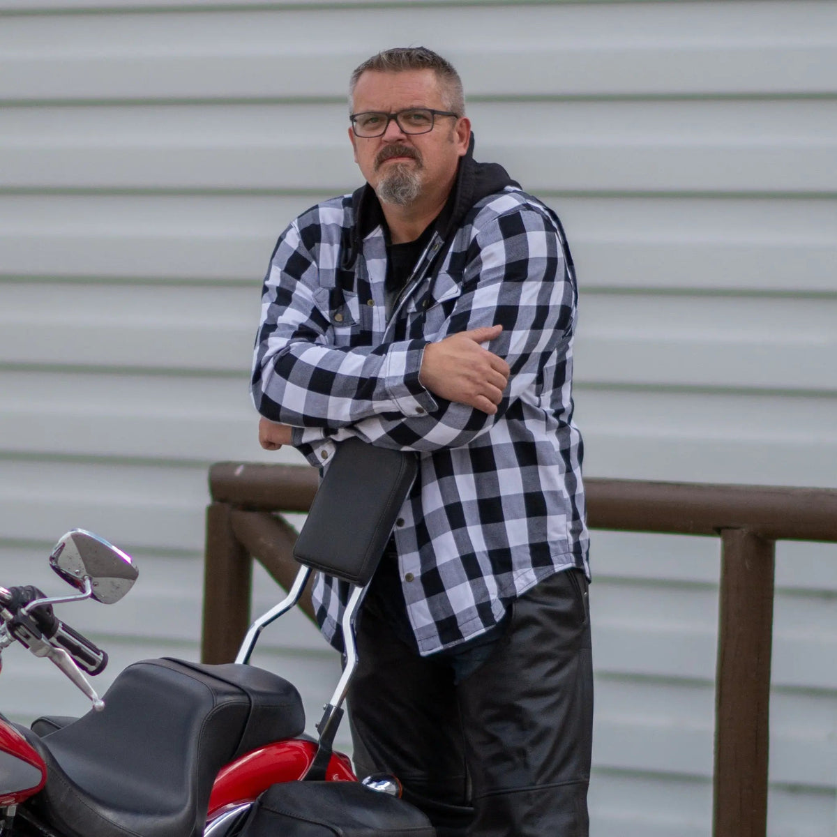 Veste-chemise blindée à carreaux en flanelle pour homme Milwaukee Leather