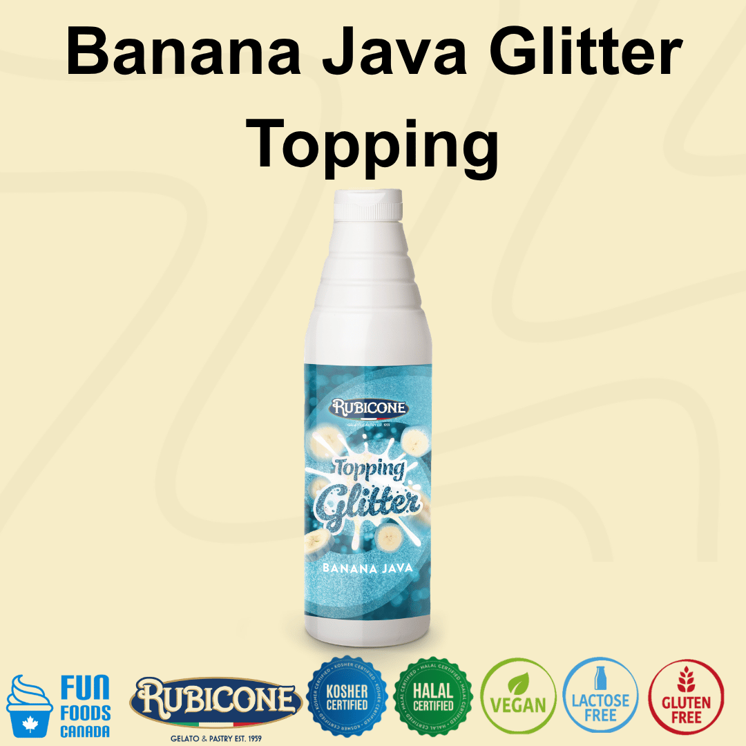 Garniture Scintillante Saveur Banane-Java - Bouteille Souple de 1 kg - Rubicone Canada - Livraison Gratuite au Canada pour les Commandes de Plus de 199 CAD