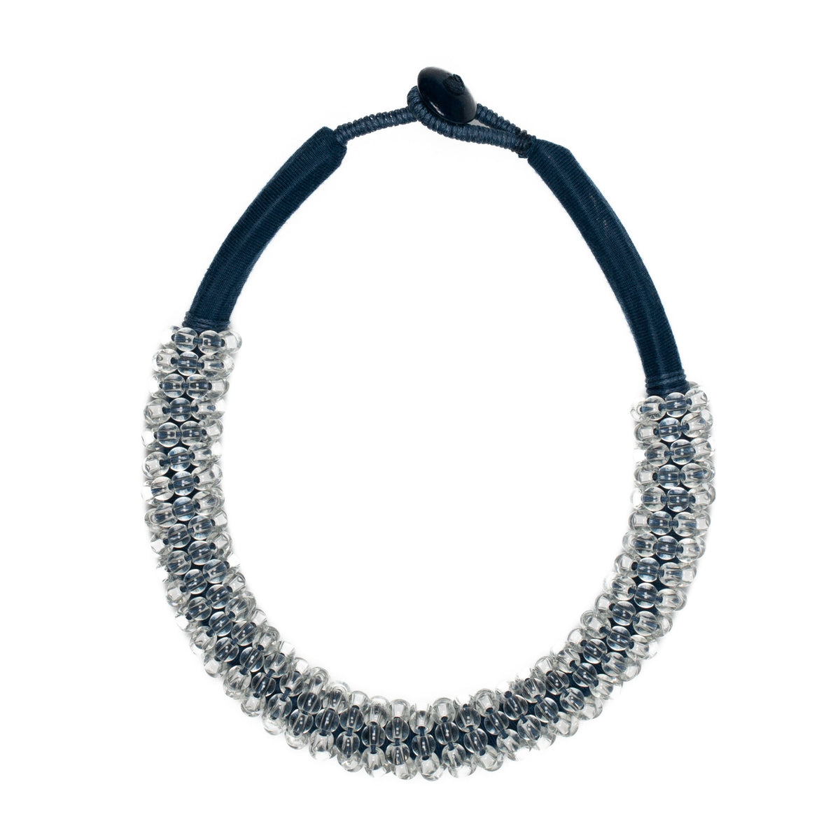 Short Glass Bead & Fabric Wrap Choker