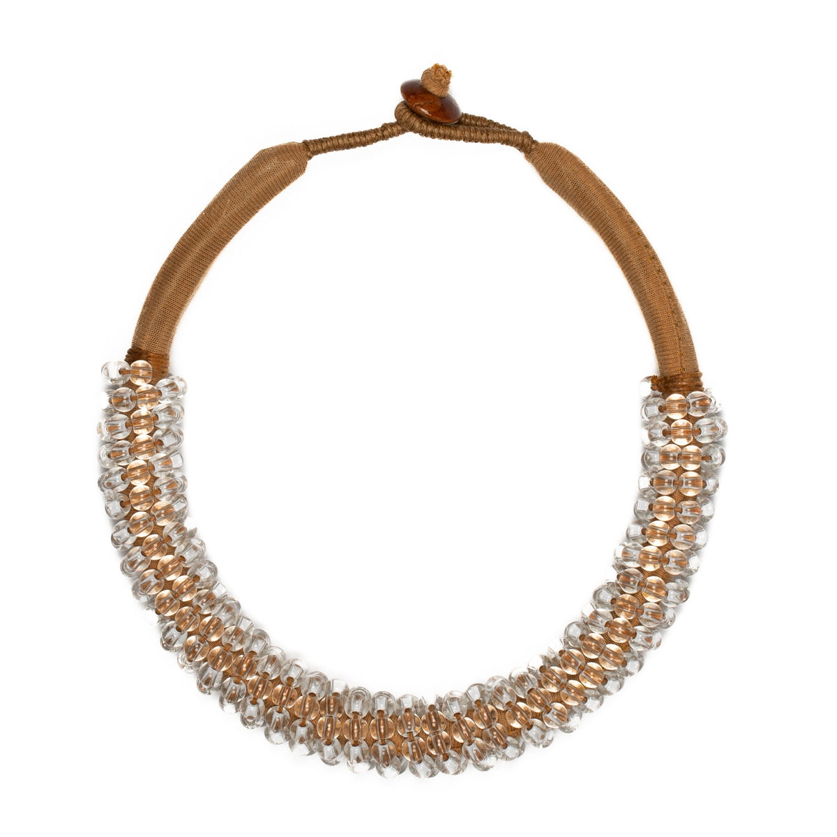 Short Glass Bead & Fabric Wrap Choker