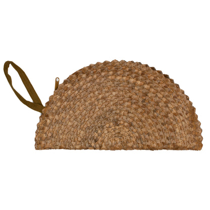 Pochette demi-lune en feuille de pandan - Marron