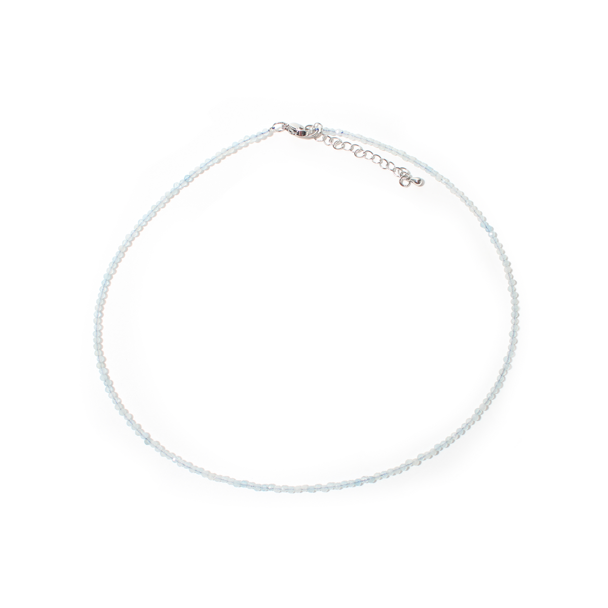 Aquamarine Bead Necklace - 2-3mm