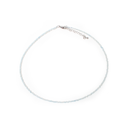 Aquamarine Bead Necklace - 2-3mm