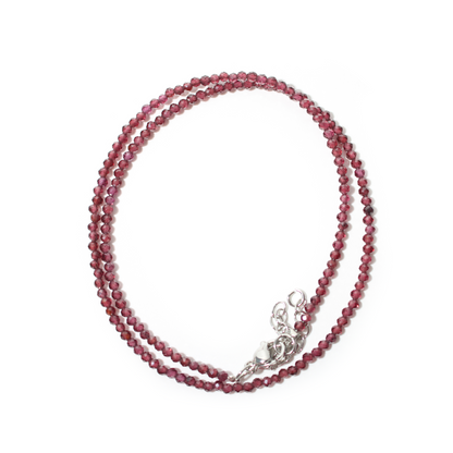 Garnet Bead Necklace - 2-3mm