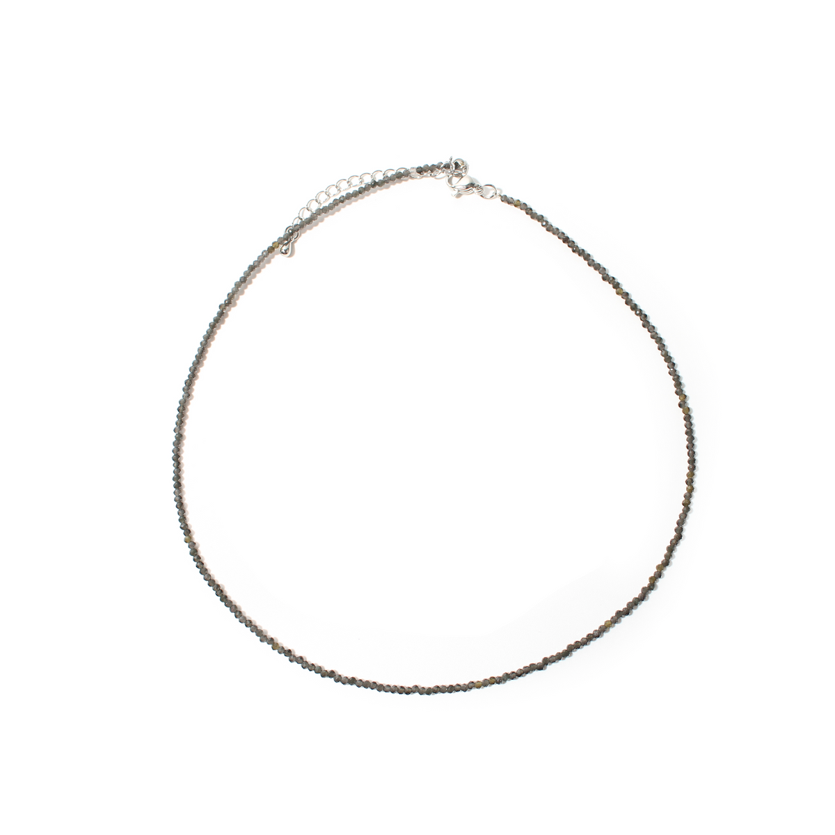 Black Obsidian Bead Necklace - 2-3mm
