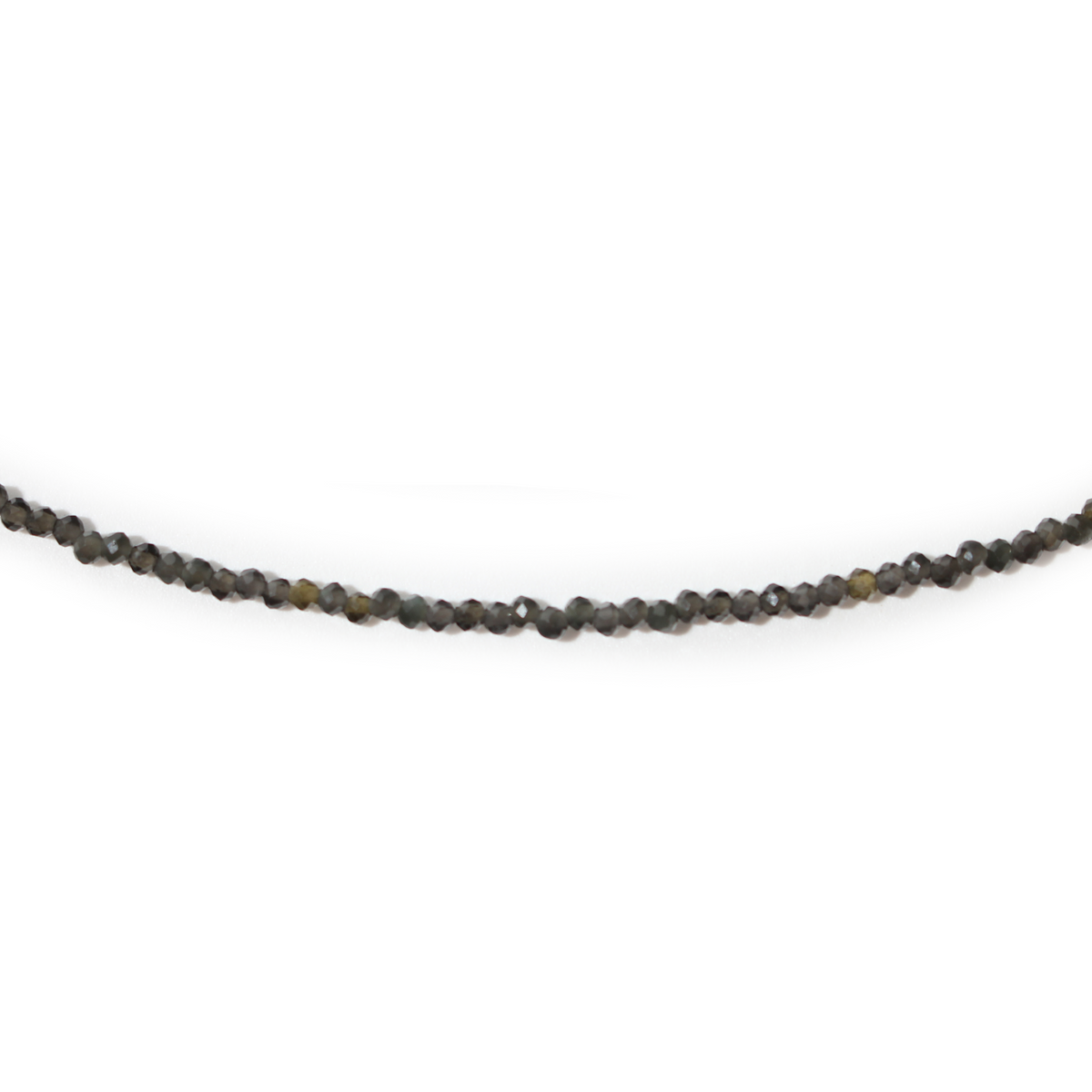 Black Obsidian Bead Necklace - 2-3mm