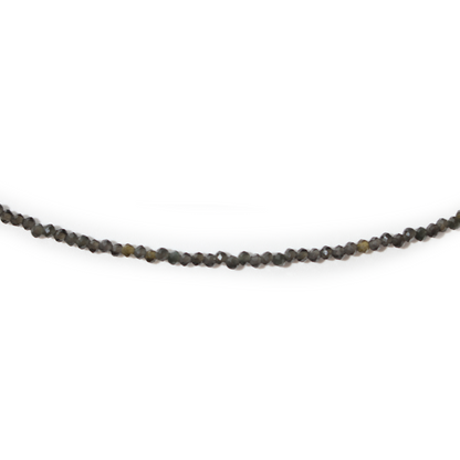 Black Obsidian Bead Necklace - 2-3mm