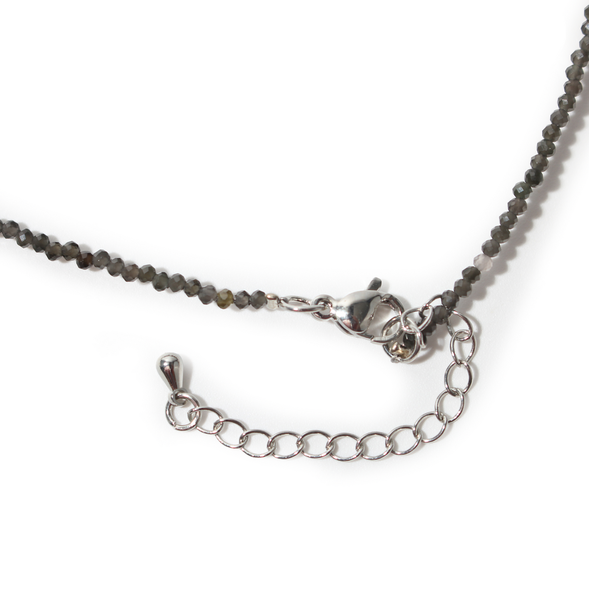 Black Obsidian Bead Necklace - 2-3mm