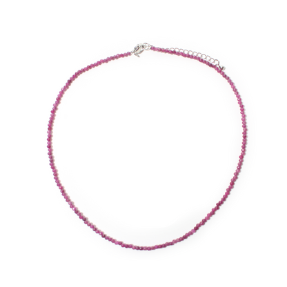 Red Ruby Bead Necklace - 2-3mm