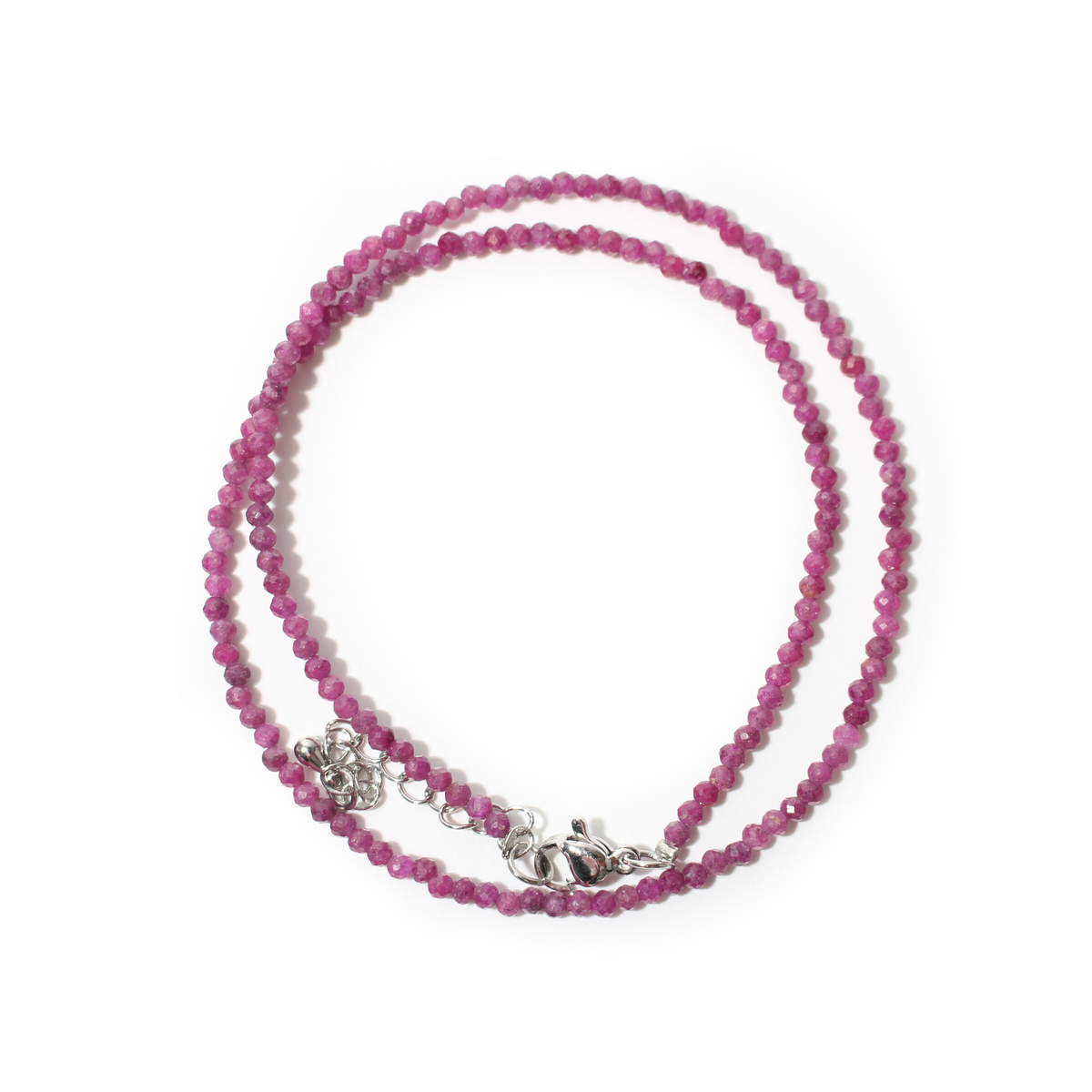 Red Ruby Bead Necklace - 2-3mm