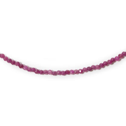 Red Ruby Bead Necklace - 2-3mm