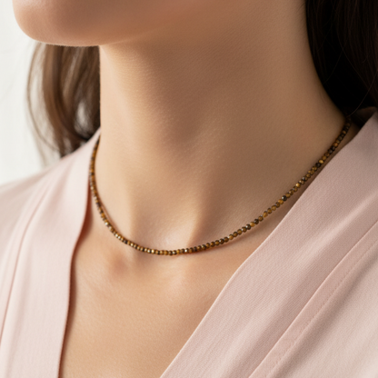 Tiger Eye Bead Necklace - 2-3mm