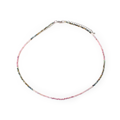 Watermelon Tourmaline Bead Necklace - 2-3mm
