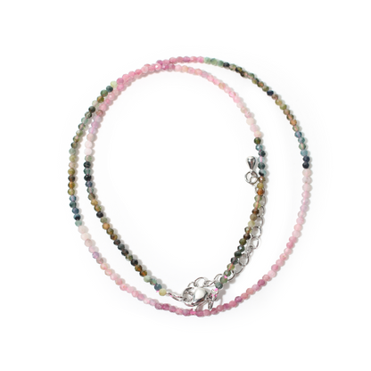 Watermelon Tourmaline Bead Necklace - 2-3mm