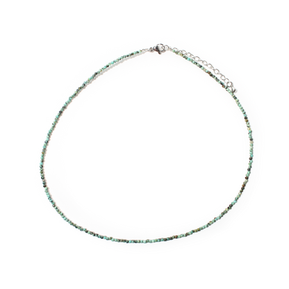 African Turquoise Bead Necklace - 2-3mm