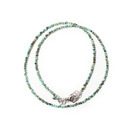 African Turquoise Bead Necklace - 2-3mm
