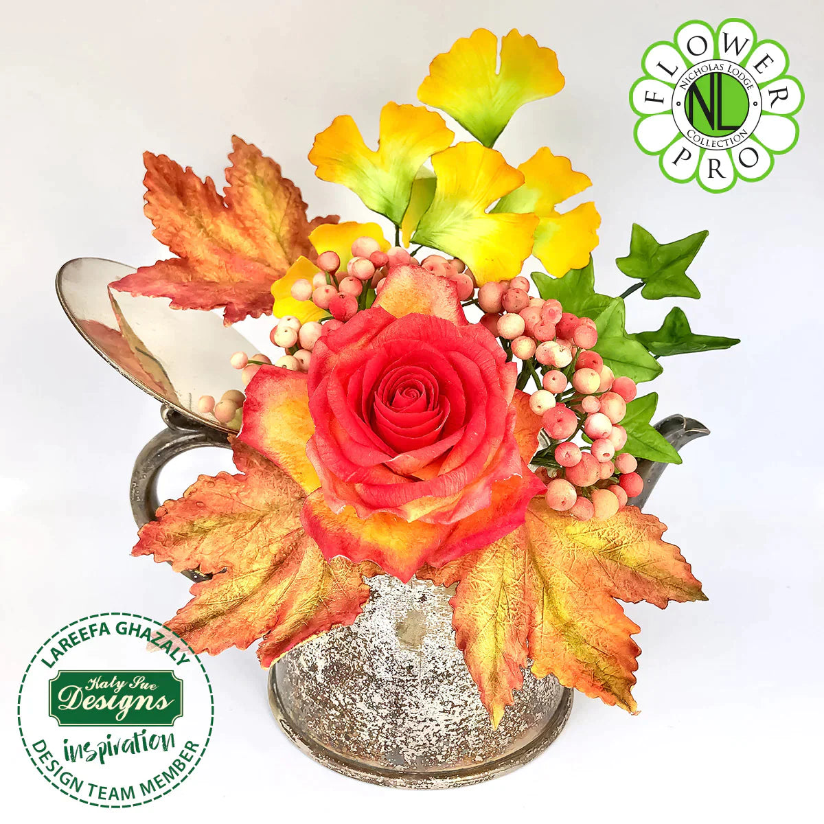 Moule et veineur en silicone Flower Pro feuilles d'érable, de lierre et de ginkgo