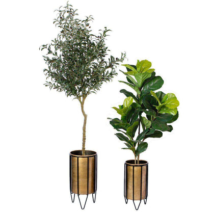Neva - Brass Planter With Black Stand
