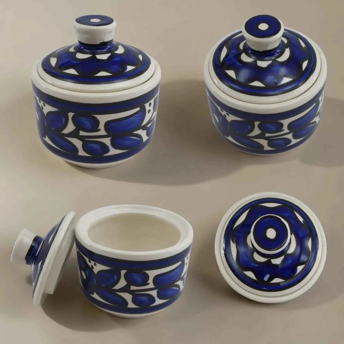 Ceramic Sugar Bowl with Lid – Small 7 cm, Handmade Decorative & Functional Tableware