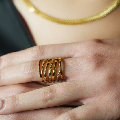 ODESA : bague texturée multicouches torsadées