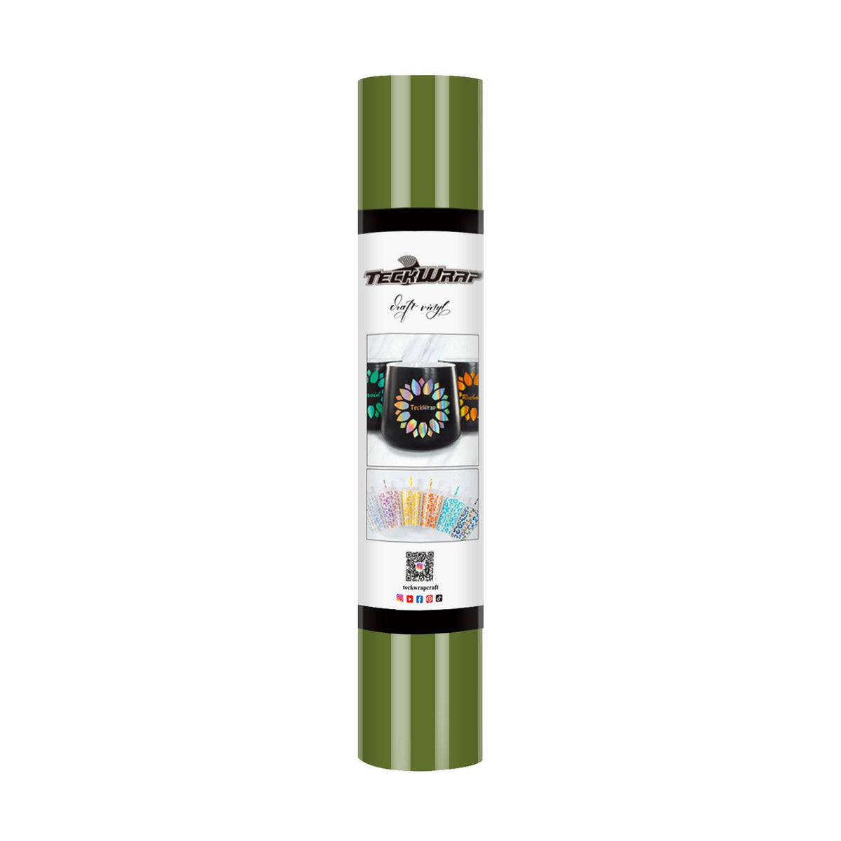 Vinyle adhésif brillant TeckWrap - Olive | Idéal pour les projets artistiques, les autocollants et plus encore !