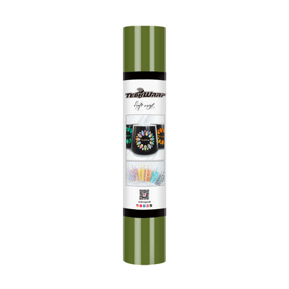 Vinyle adhésif brillant TeckWrap - Olive | Idéal pour les projets artistiques, les autocollants et plus encore !