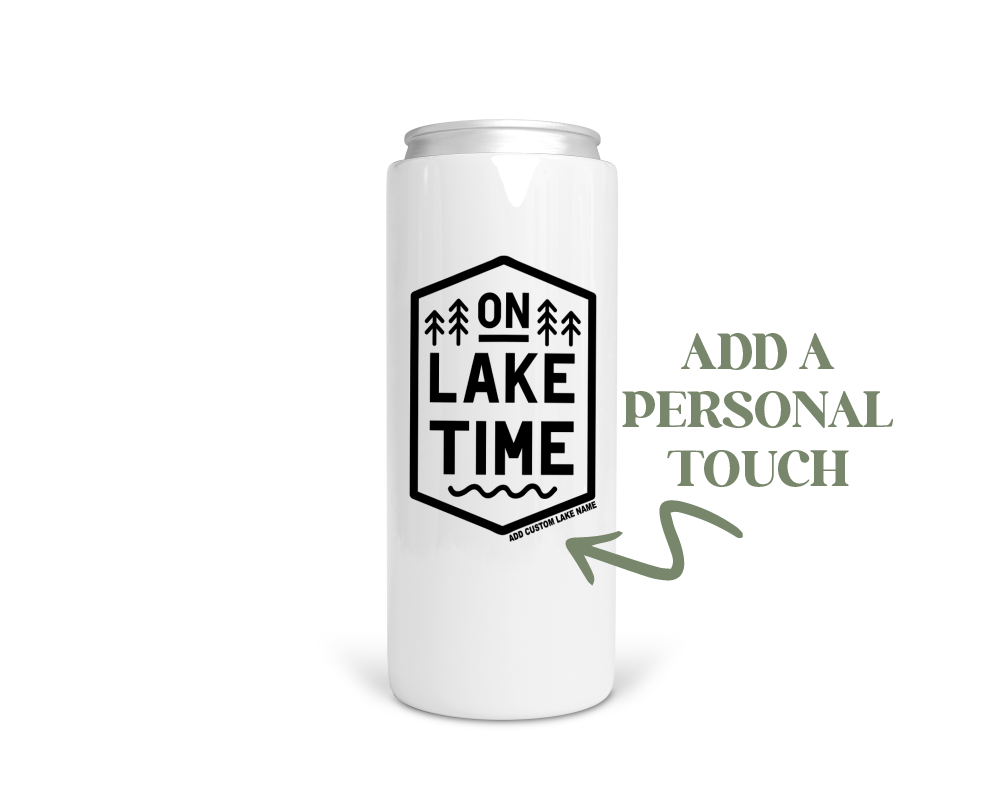 Koozie personnalisé en acier inoxydable « On Lake Time » | Refroidisseur de canettes | Koozie d'été
