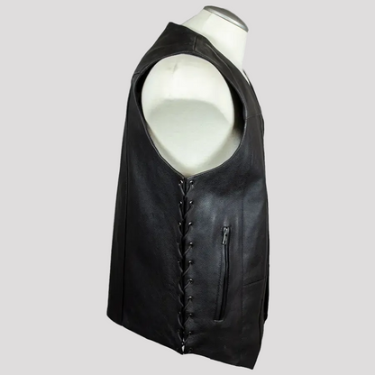 Open Road Men's 10 Pocket Leather Vest