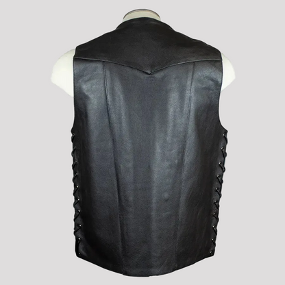 Open Road Men's 10 Pocket Leather Vest