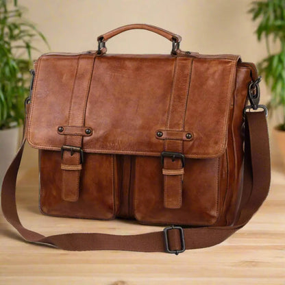 Sac pour ordinateur portable en cuir MET Messenger