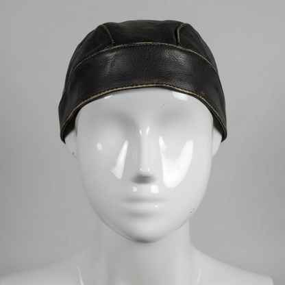 Open Road Rub Off Brown Leather Skull Cap