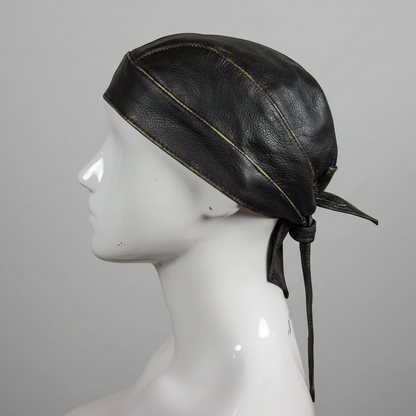 Open Road Rub Off Brown Leather Skull Cap